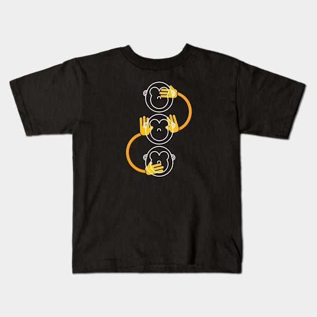 3 Wise Monkeys Kids T-Shirt by grdibnz